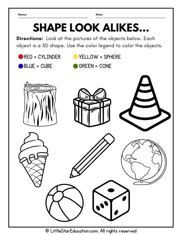 Identifying 2D and 3D Shapes for Kindergarten and First Grade