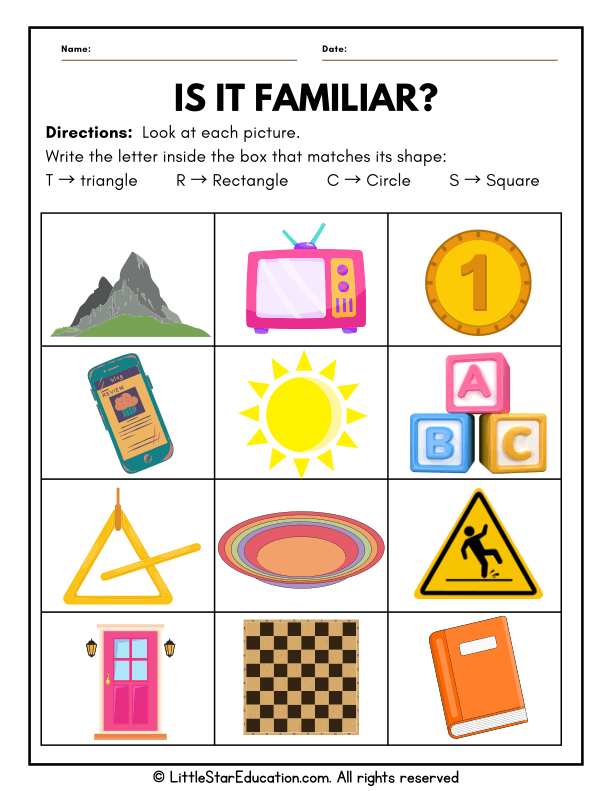 Identifying 2D Shapes for Grade 1 Math: Circles, Squares, Triangles