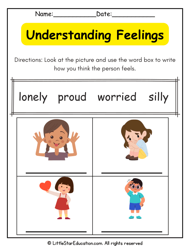 Identifying and Writing Feelings for Kindergarten and First Grade