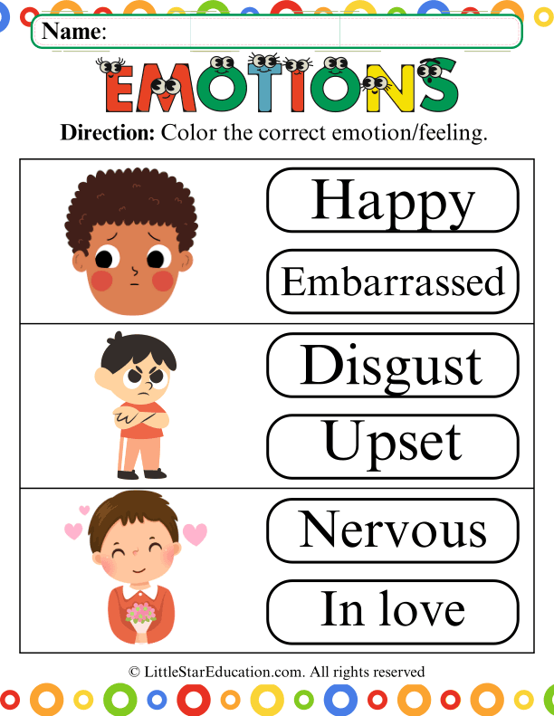 Identifying Emotions Coloring Practice for Preschool SEL