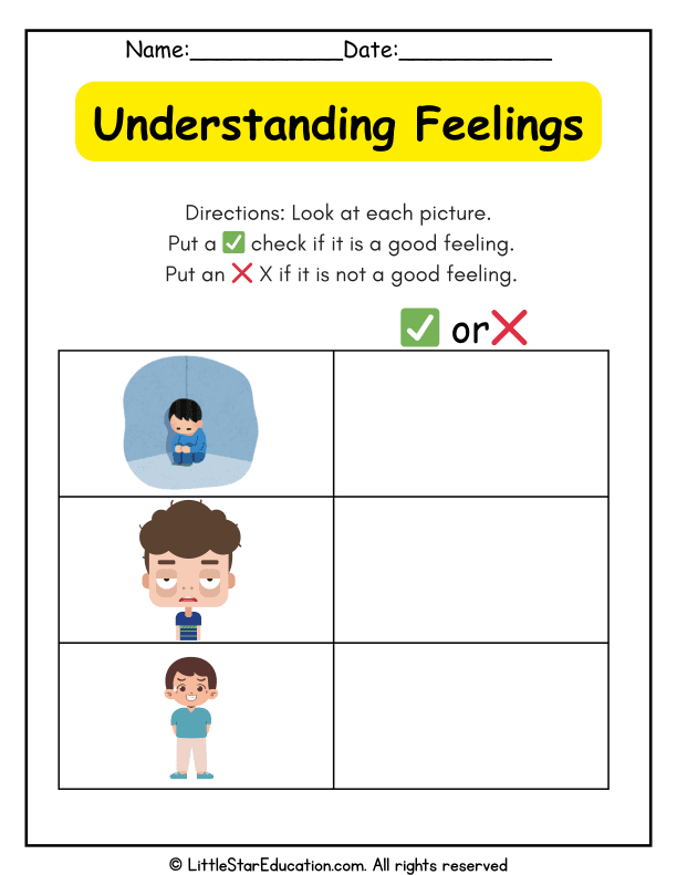 Identifying Feelings Through Pictures for Preschool and Kindergarten