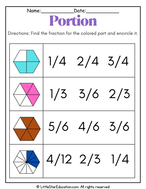 Identifying Fractions by Colored Parts for Early Elementary Math