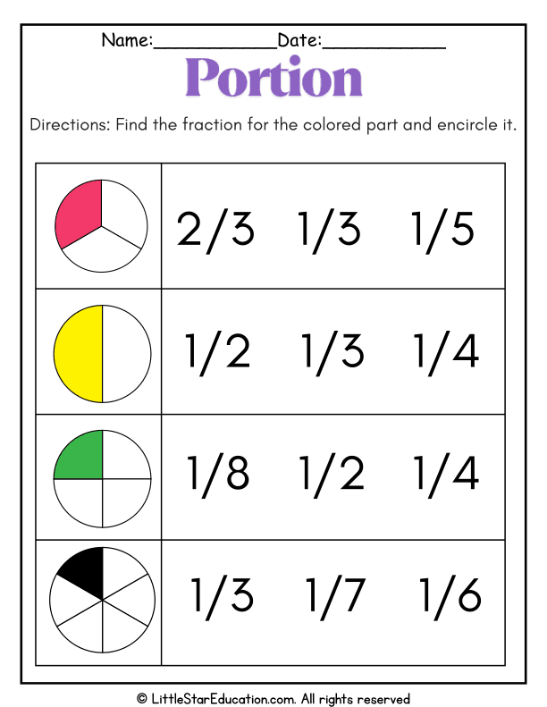 Identifying Fractions in Colored Shapes for Early Math Skills