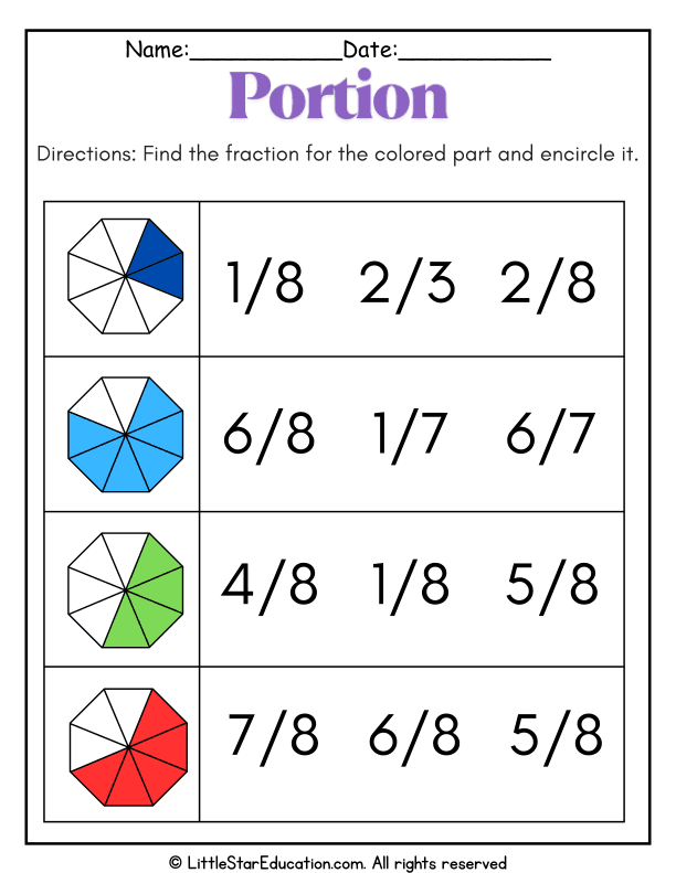 Identifying Fractions of Colored Shapes for Early Elementary Math