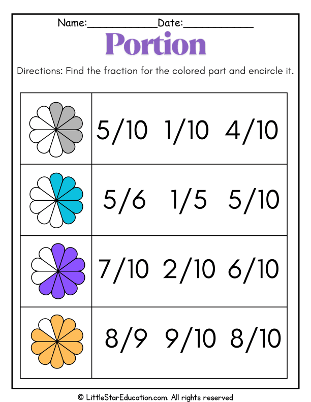 Identifying Fractions with Colored Shapes for Early Math