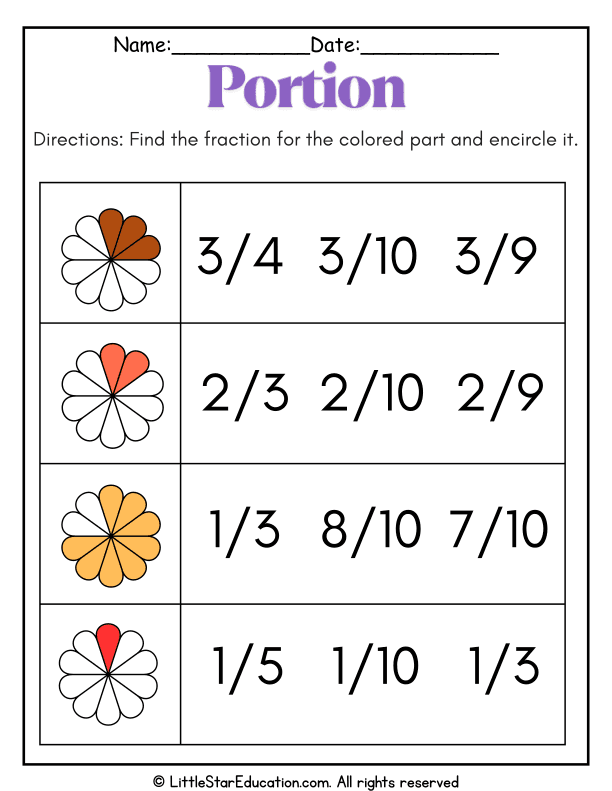 Identifying Fractions with Colored Shapes for Early Math Learners