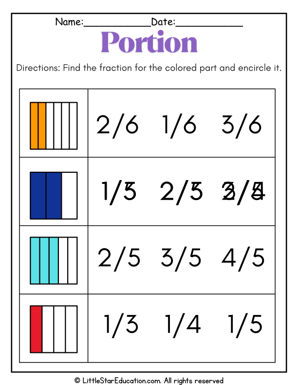 Identifying Fractions with Colored Shapes for Early Math Skills
