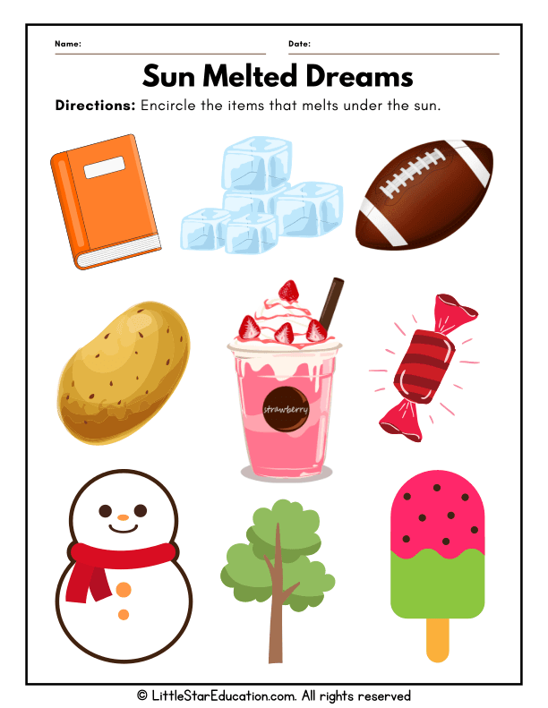 Identifying Objects That Melt in the Sun for Preschool Science