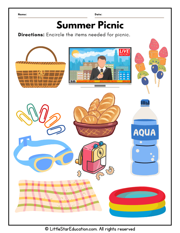 Identifying Picnic Essentials: Five Senses Science for Preschool Kids