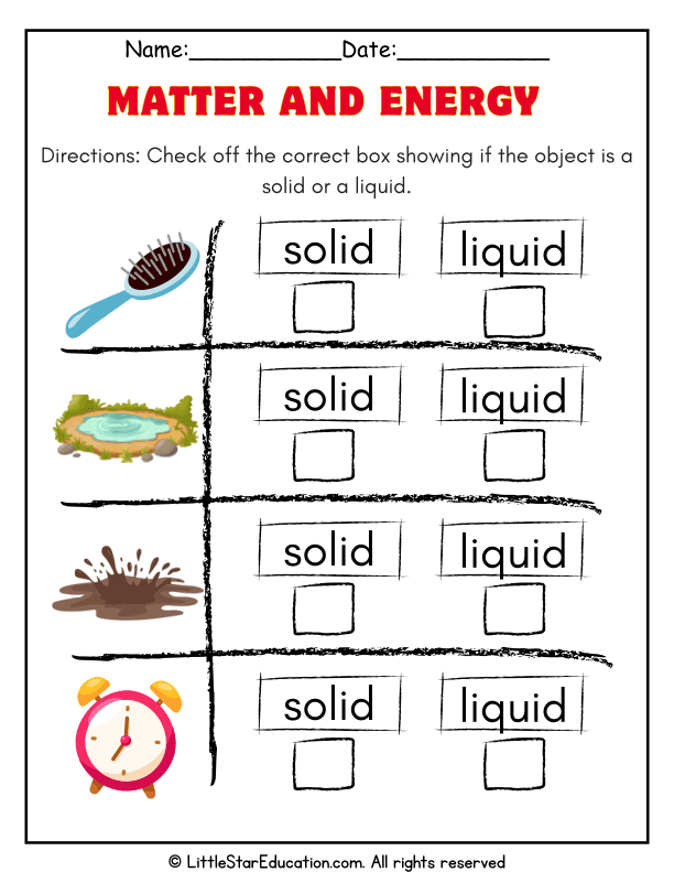 Identifying Solids and Liquids for Early Science Learners