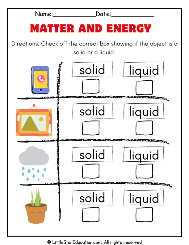 Identifying Solids and Liquids in Everyday Objects for Early Science