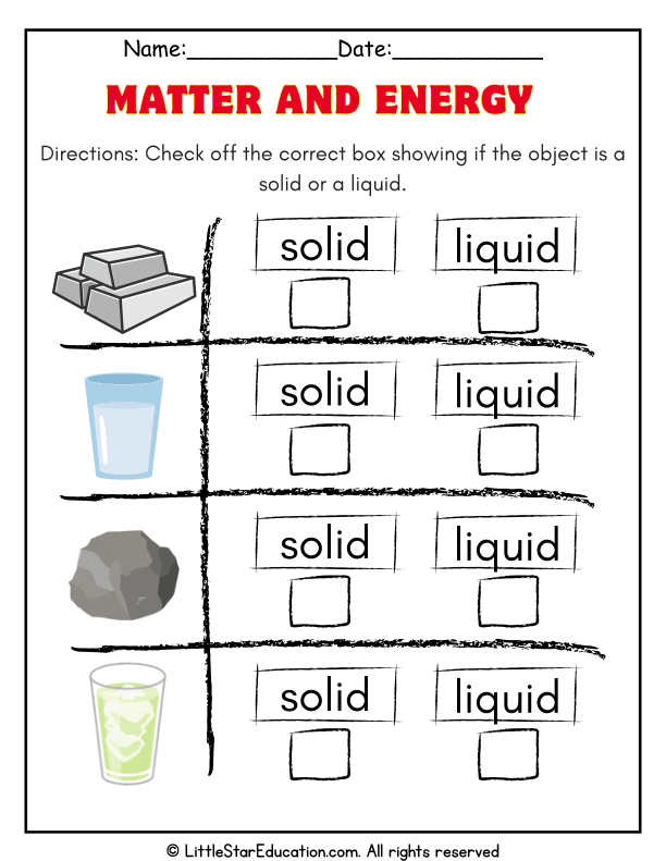 Identifying Solids and Liquids: Matter for Kindergarten Science
