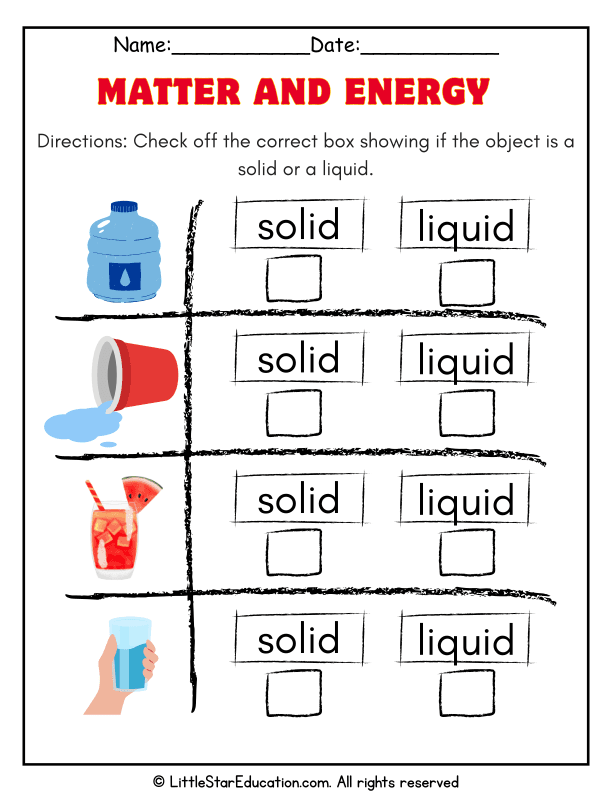 Identifying Solids and Liquids: Matter Science for Early Grades