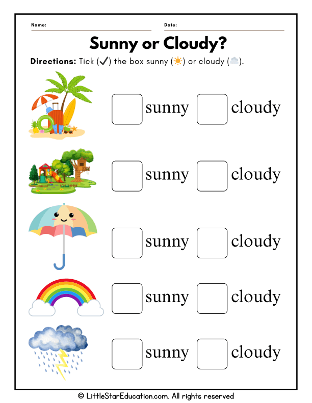 Identifying Sunny and Cloudy Weather for Preschool Science