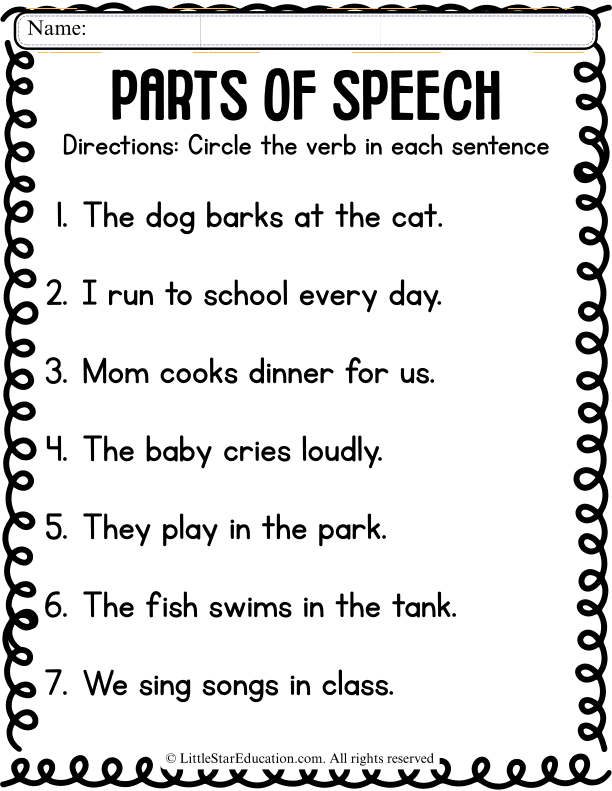 Identifying Verbs in Sentences for Early Elementary ELA