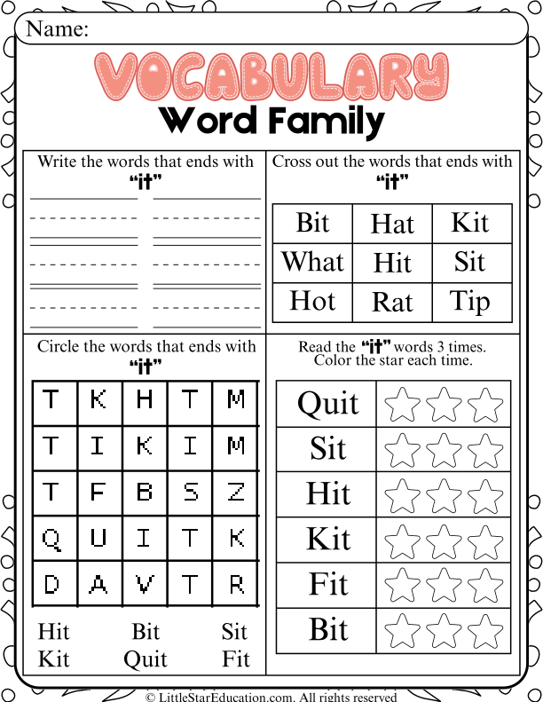 IT Word Family Reading and Spelling Practice for Early Learners