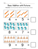 Kindergarten Basic Addition with Pictures for Early Math Skills thumbnail 1