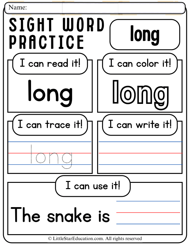 Kindergarten Sight Words Practice: Read, Trace, Color, and Write