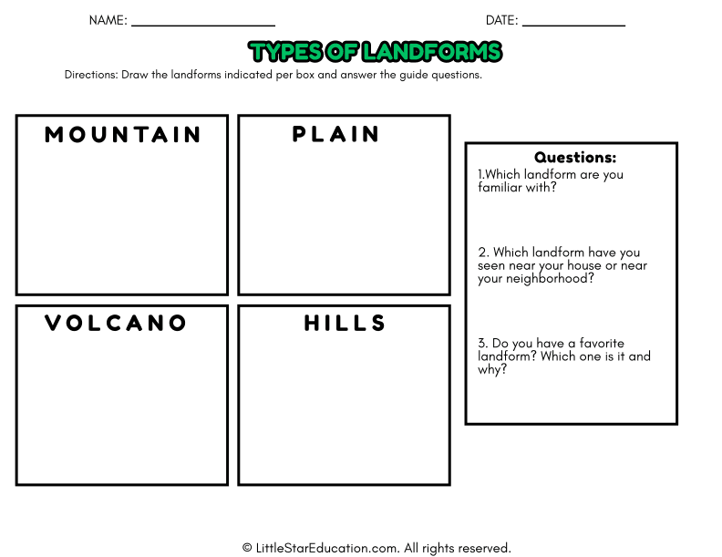 Landform Identification and Drawing for Elementary Science