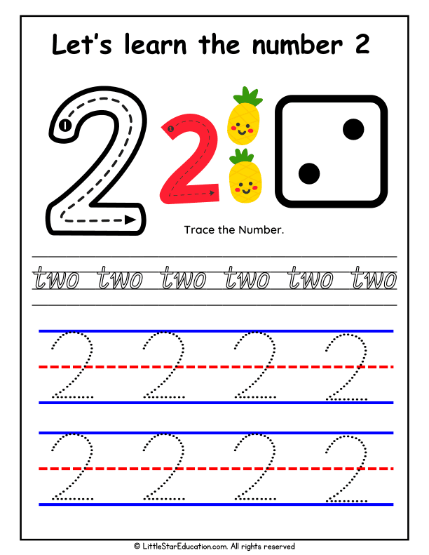 Learn to Trace and Recognize the Number 2 for Preschool Math