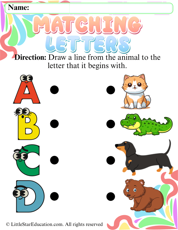 Letter Recognition with Animal Names A-D for Early Learners