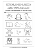 Living, Non Living and Once Living Science Worksheet thumbnail 1