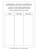 Living, Non Living and Once Living Science Worksheet thumbnail 2