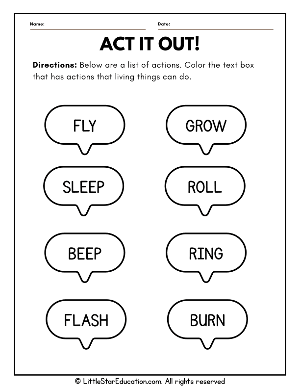 Living vs Nonliving: Action Sorting Science for Pre-K and Kindergarten