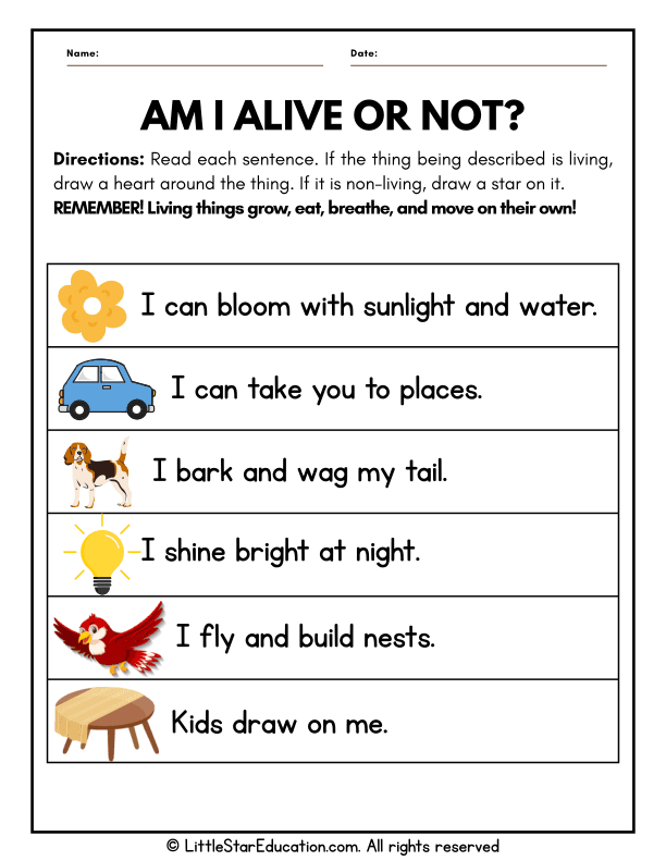 Living vs Nonliving Science Sorting for Preschool and Kindergarten