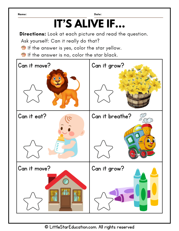 Living vs Nonliving Things Sorting for Preschool Science