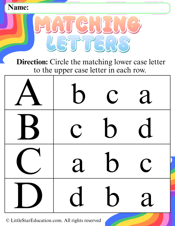 Lowercase Letter Recognition: A to D Matching for Early Learners