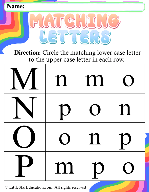 Lowercase Letter Recognition: Matching M to P for Early Learners