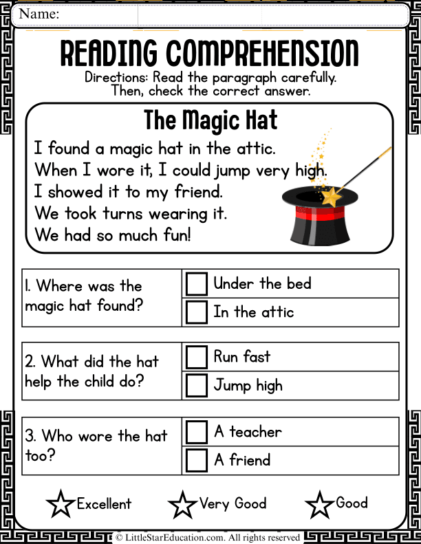Magic Hat Reading Comprehension Questions for Early Readers