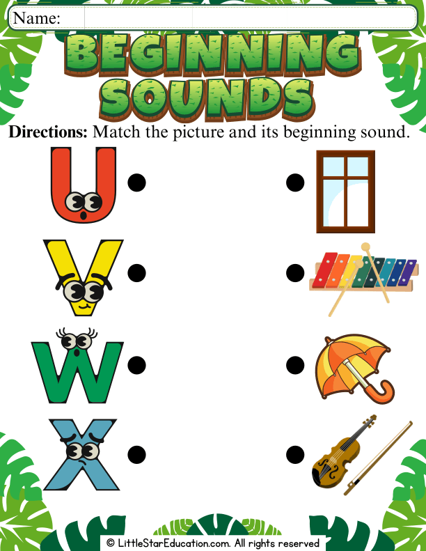 Matching Beginning Sounds with Pictures for Preschool and Kindergarten