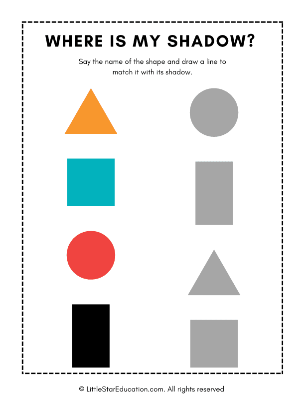 Matching the Shapes with Their Shadows Worksheet
