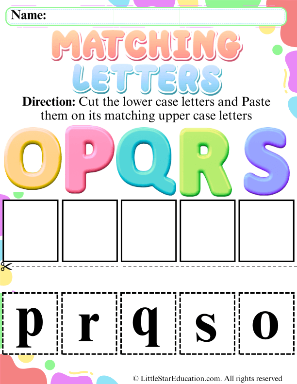 Matching Uppercase and Lowercase Letters O–S for Early Learners