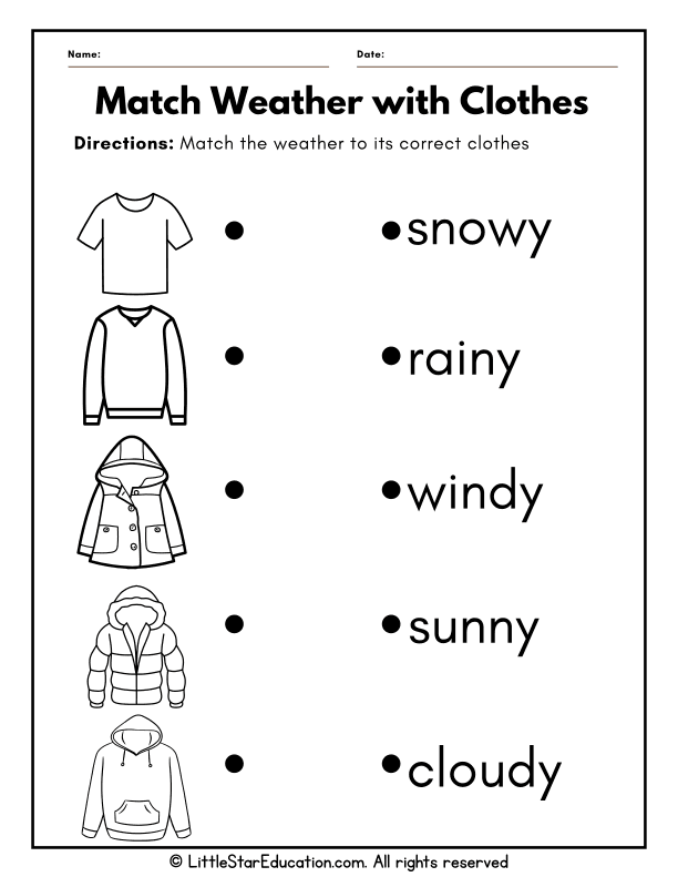Matching Weather to Clothes for Preschool and Kindergarten Science