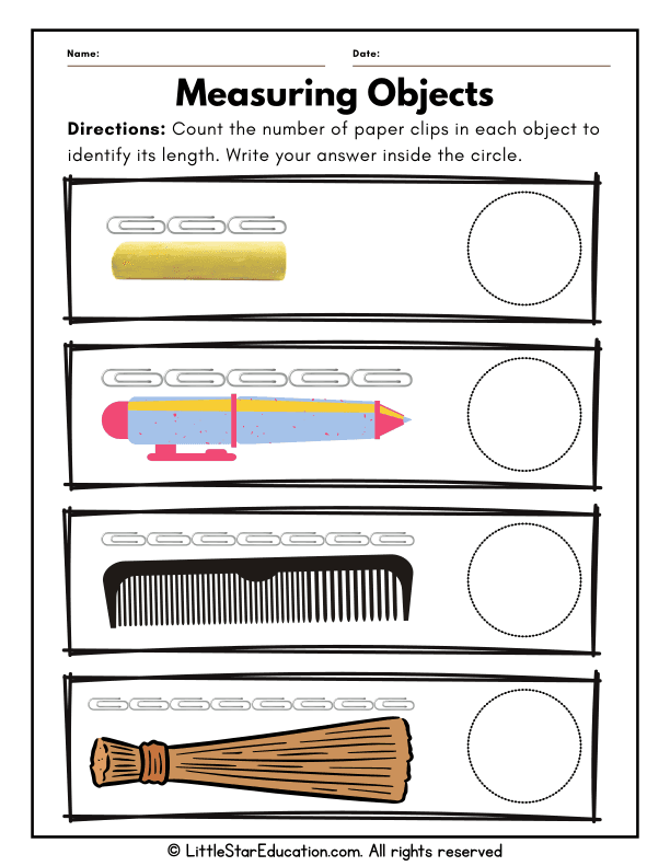 Measuring Object Lengths with Paper Clips for Early Math Skills