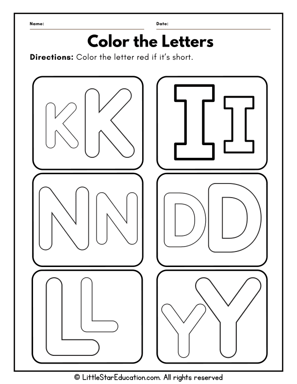 Measuring Short and Tall Letters: Pre-K and Kindergarten Math