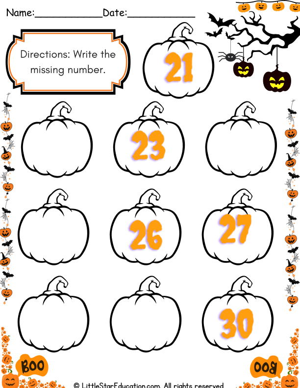 Missing Number Practice with Pumpkins for Preschool & Kindergarten Math