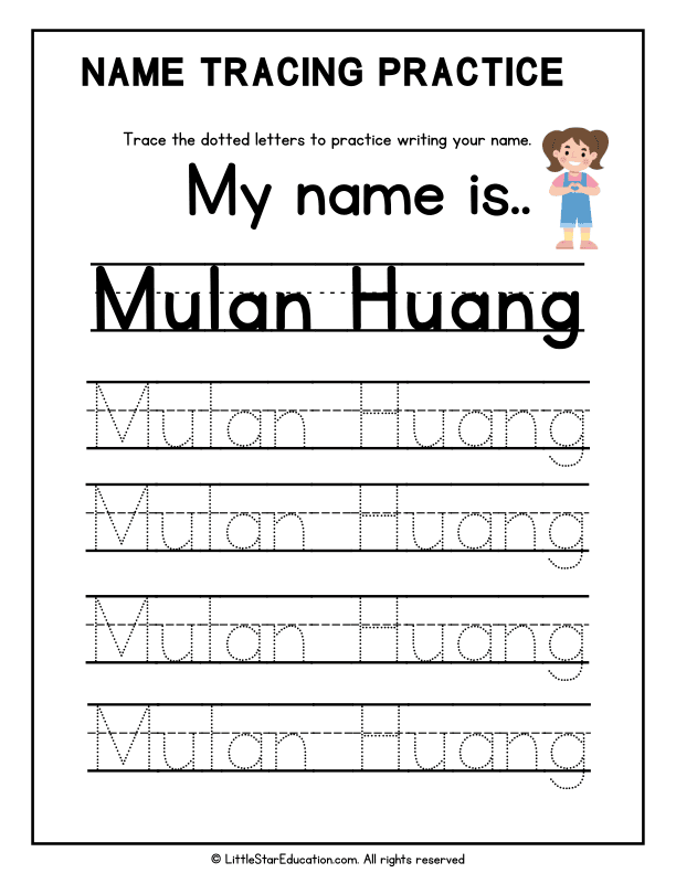 Name Tracing Practice for Preschool and Kindergarten Writing Skills