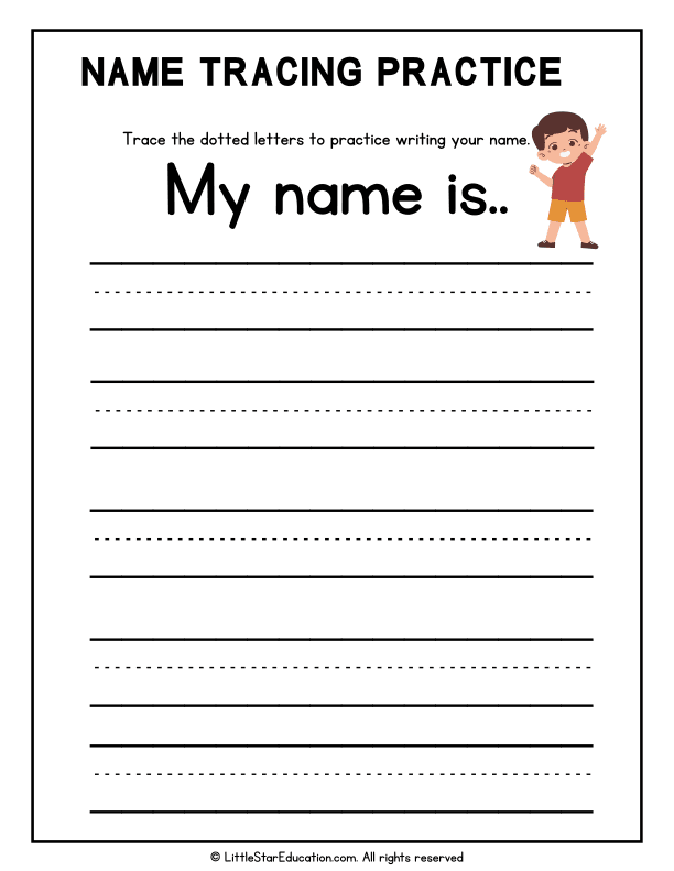 Name Tracing Practice for Preschool and Kindergarten Writing Skills