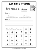 Name Writing Practice for Preschool and Kindergarten Language Arts thumbnail 1