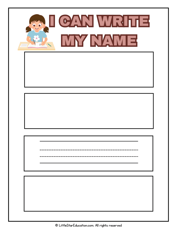 Name Writing Practice for Preschool and Kindergarten Literacy