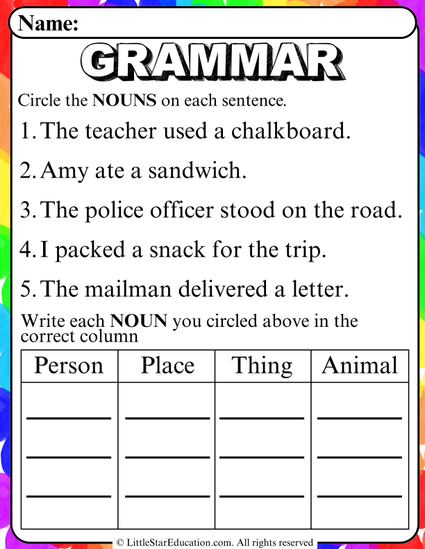 Noun Identification and Sorting Practice for Early Elementary ELA