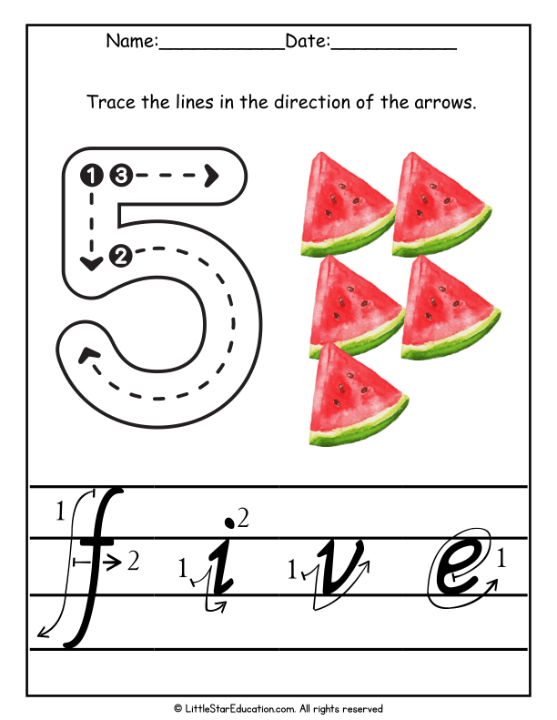 Number 5 Tracing and Recognition for Early Math Learners