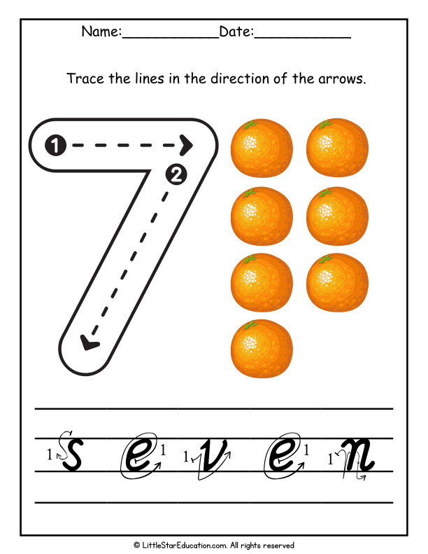 Number 7 Tracing and Recognition