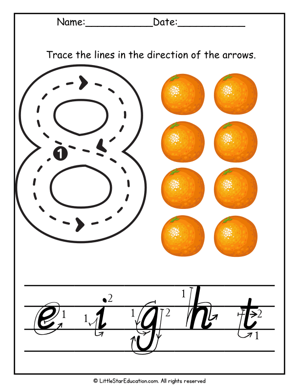 Number 8 Tracing and Recognition for Early Math Learners