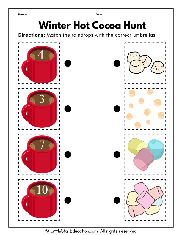 Number Matching Rainy Day Math for Preschool and Kindergarten