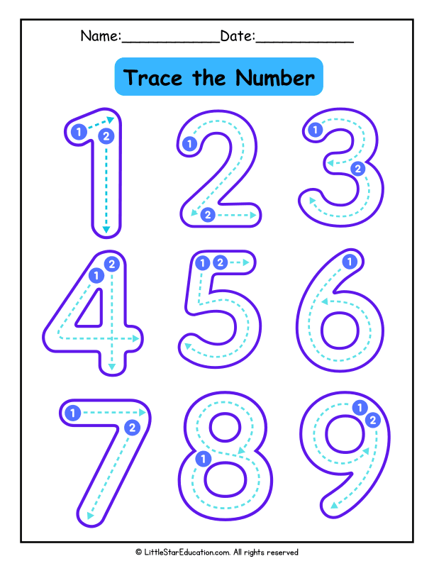 Number Tracing Practice for Early Math Skills Pre-K to K